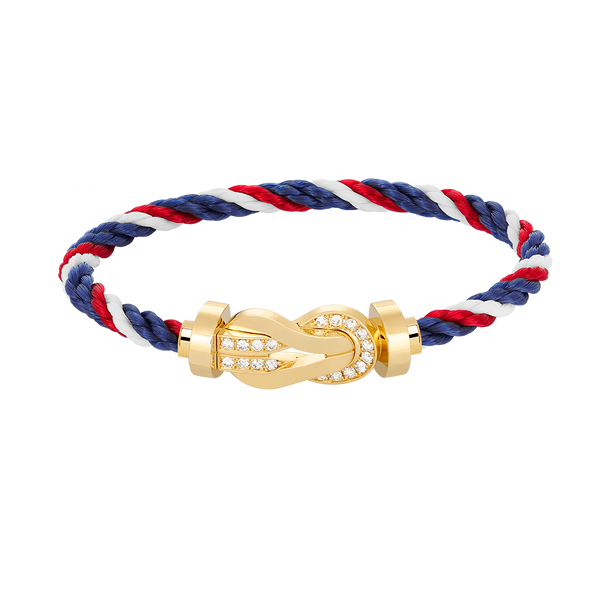 ˇTrend JewelryˇCHANCE LARGE 8 FIGURE BUCKLE HALF DIAMOND BRACELET GOLD