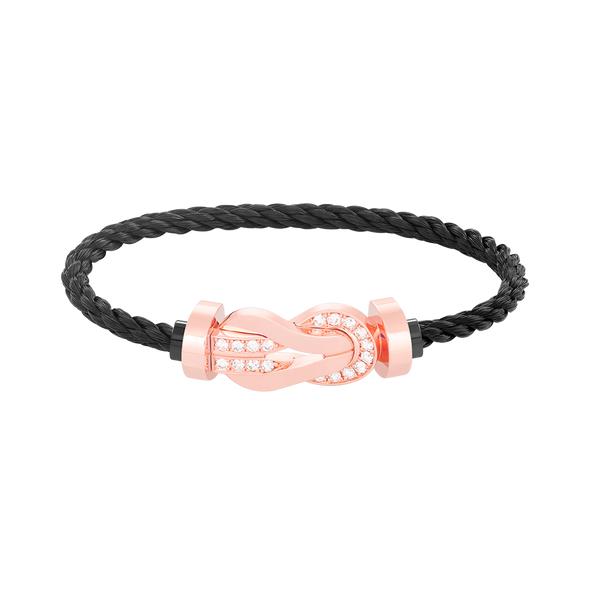 ˇTrend JewelryˇCHANCE LARGE 8 FIGURE BUCKLE HALF DIAMOND BRACELET ROSE GOLD