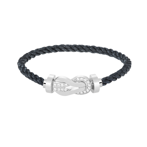 ˇTrend JewelryˇCHANCE LARGE 8 FIGURE BUCKLE HALF DIAMOND BRACELET SILVER
