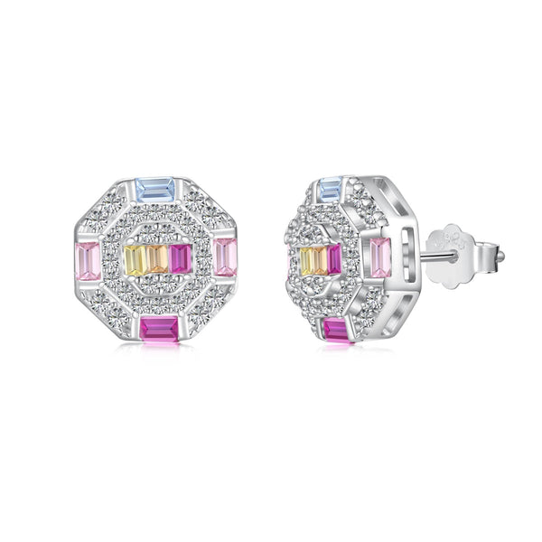 ˇTrend JewelryˇOrnate Colorful Octagon Shape Daily Earrings