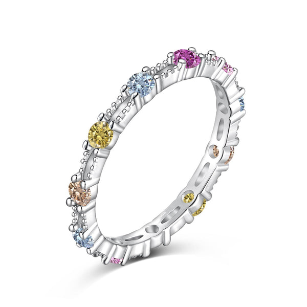 ˇTrend JewelryˇSparkling Colorful Round Cut Tennis Ring