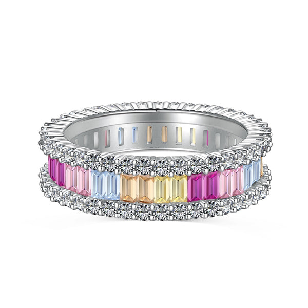 ˇTrend JewelryˇDainty Kaleidoscopic Emerald Cut Daily Ring