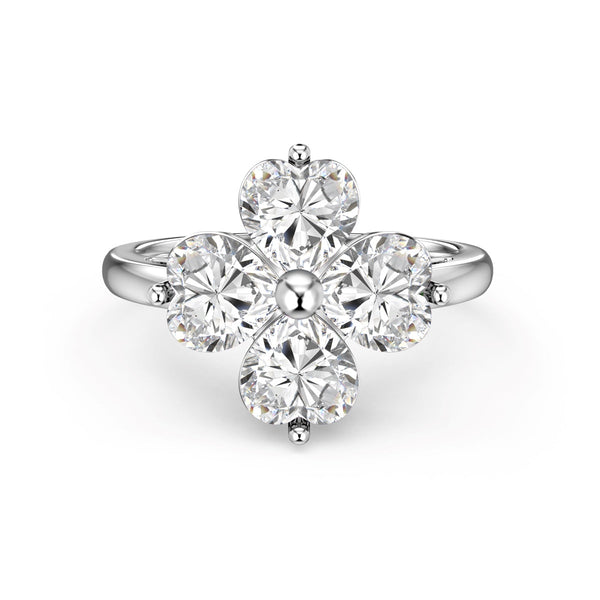 ˇTrend JewelryˇHeart-shaped Four-Leaf Clover Ball Ring