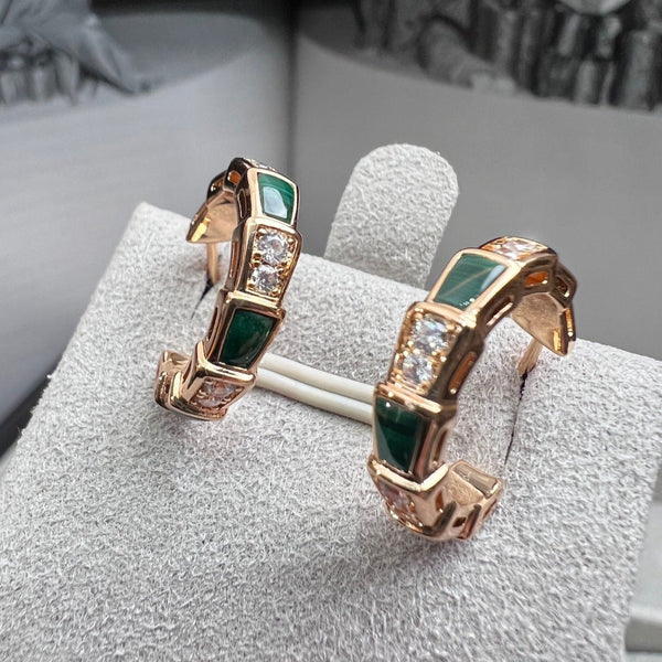ˇTrend JewelryˇSERPENTI MALACHITE PINK GOLD EARRINGS