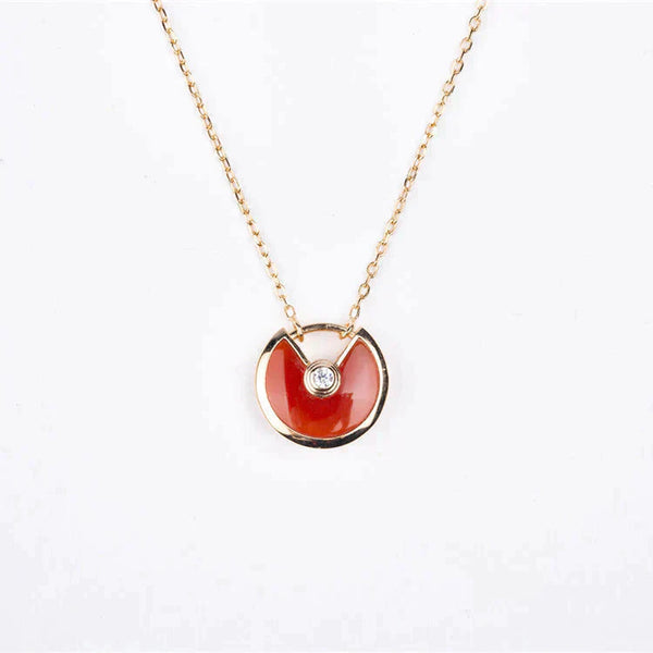 ˇTrend JewelryˇAMULETTE GOLD CARNELIAN ONYX NECKLACE