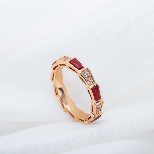 ˇTrend JewelryˇSERPENTI RING PINK GOLD CARNELIAN DIAMOND 3MM
