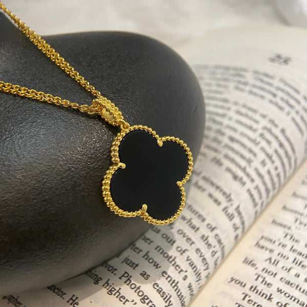 ˇTrend JewelryˇCLOVER 25MM NECKLACE GOLD ONYX