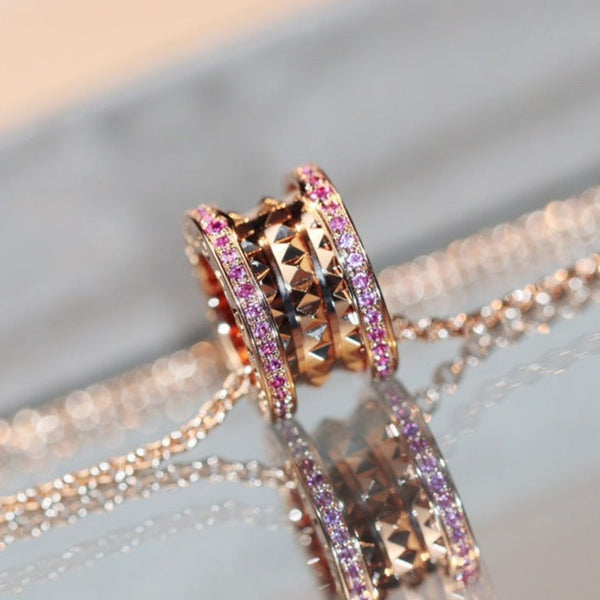 ˇTrend JewelryˇZERO 1 ROCK PINK GOLD PINK DIAMOND NECKLACE