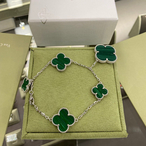 ˇTrend JewelryˇCLOVER 5 MOTIFS MALACHITE BRACELET