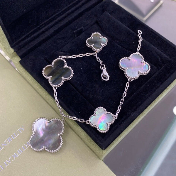 ˇTrend JewelryˇCLOVER 5 MOTIFS DARK MOP BRACELET
