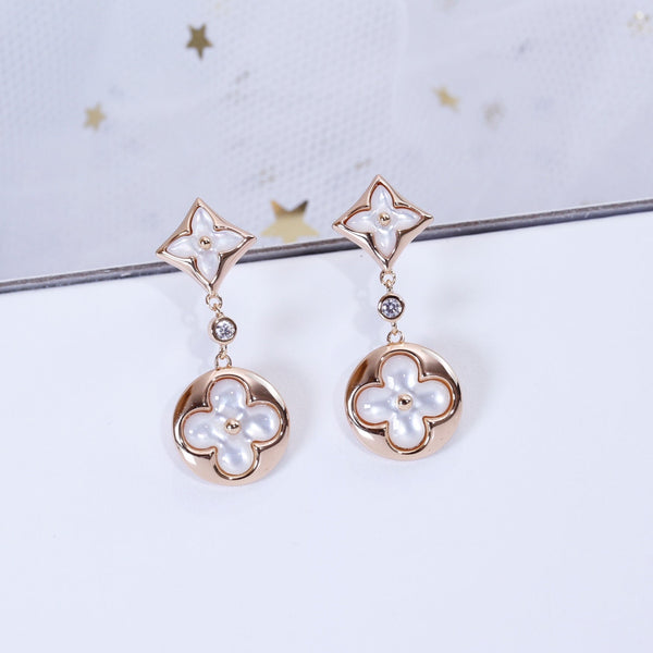 ˇTrend JewelryˇSTAR AND SUN PINK GOLD MOP DROP EARRINGS