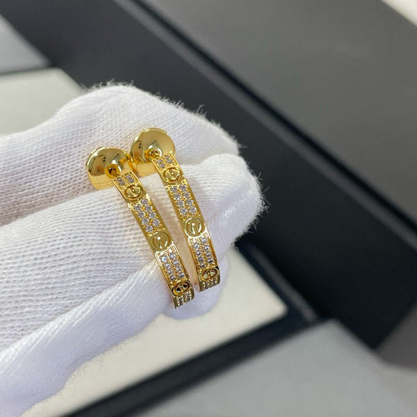 ˇTrend JewelryˇLOVE DIAMOND GOLD HOOP EARRINGS