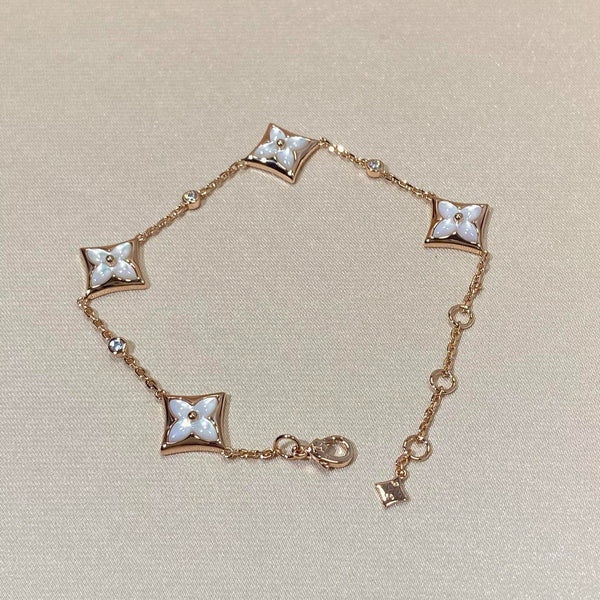 ˇTrend JewelryˇSTAR 4 MOTIF MOP DIAMOND PINK GOLD BRACELET