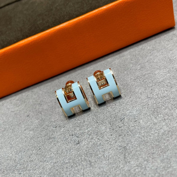 ˇTrend JewelryˇPOP H SKY BLUE STUD EARRINGS