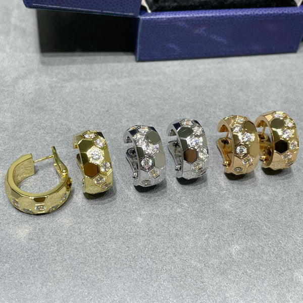 ˇTrend JewelryˇBEE LOVE DIAMOND HOOP EARRINGS