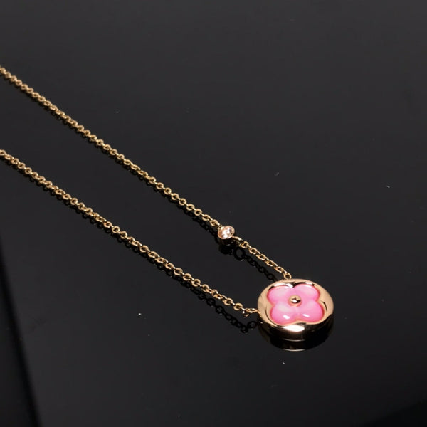 ˇTrend JewelryˇCOLOR BLOSSOM PINK MOP SUN GOLD NECKLACE
