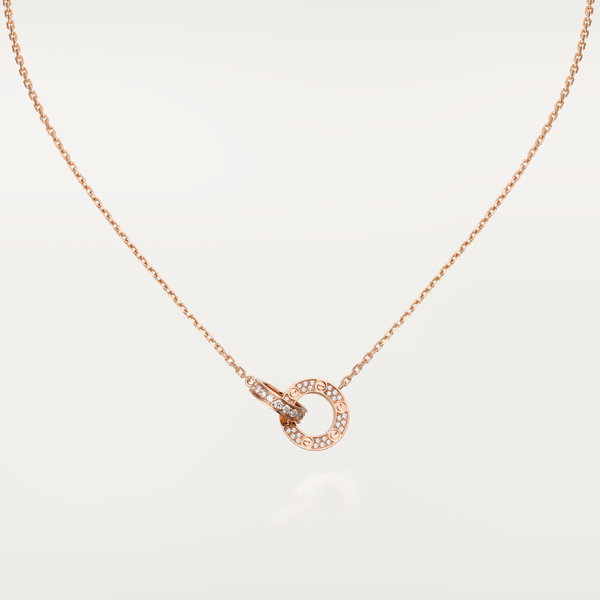 ˇTrend JewelryˇLOVE 7.6MM NECKLACE ROSE GOLD AND SILVER  FULL DIAMOND