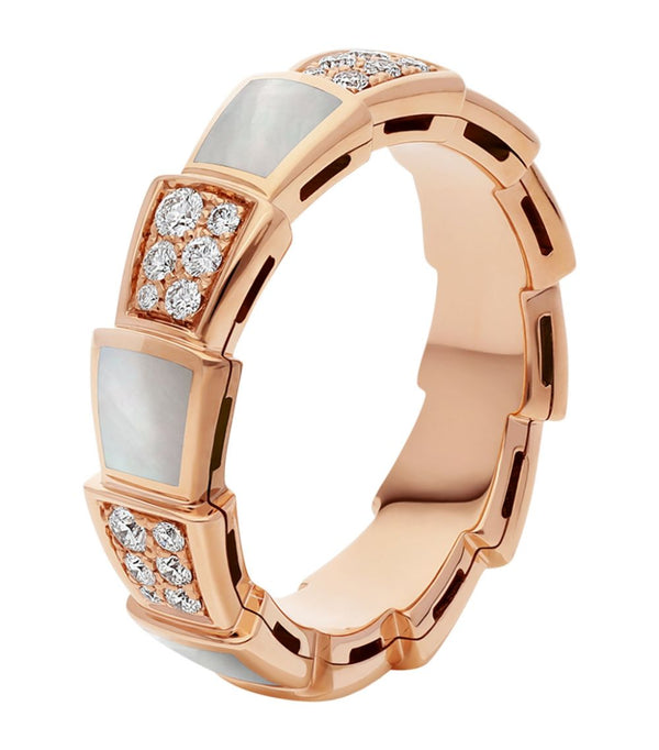 ˇTrend JewelryˇSERPENTI RING PINK GOLD MOP DIAMOND PAVED 4MM