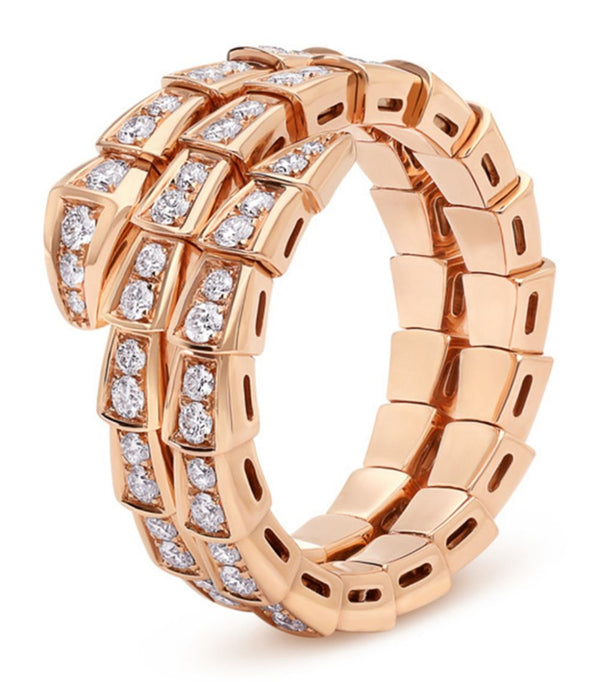 ˇTrend JewelryˇSERPENTI RING PINK GOLD DIAMOND DOUBLE ROW