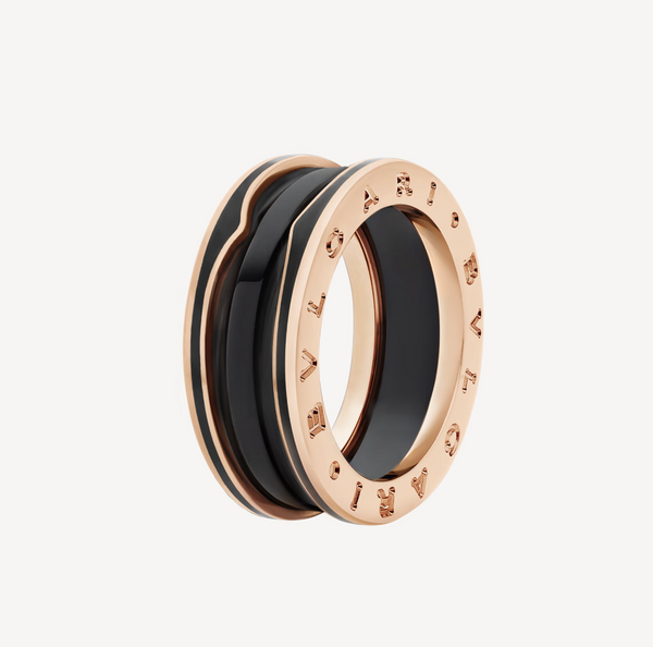 ˇTrend JewelryˇZERO 1 TWO-BAND WITH MATTE BLACK CERAMIC PINK GOLD RING