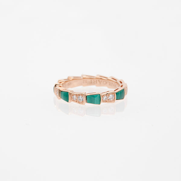 ˇTrend JewelryˇSERPENTI RING PINK GOLD MALACHITE DIAMOND 3MM