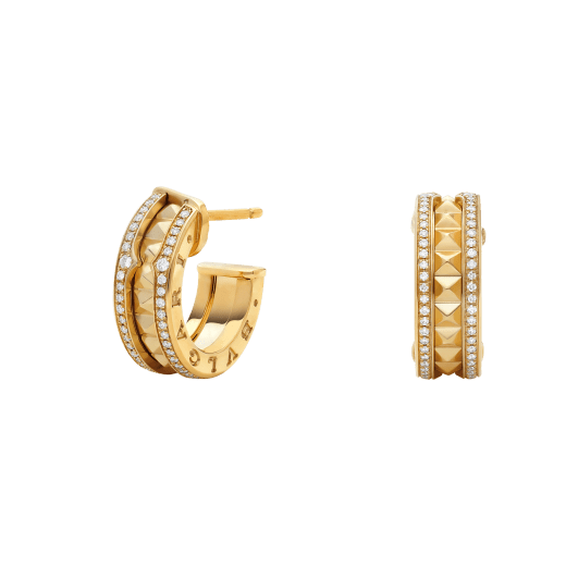 ˇTrend JewelryˇZERO 1 ROCK GOLD EARRINGS WITH STUDDED SPIRAL AND PAVED DIAMONDS