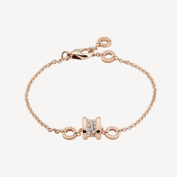 ˇTrend JewelryˇZERO 1 SOFT PINK GOLD WITH PAVED DIAMONDS ON THE SPIRAL BRACELET
