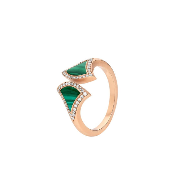 ˇTrend JewelryˇDREAM MALACHITE DIAMOND OPEN RING