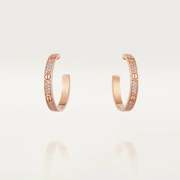 ˇTrend JewelryˇLOVE DIAMOND PINK GOLD HOOP EARRINGS