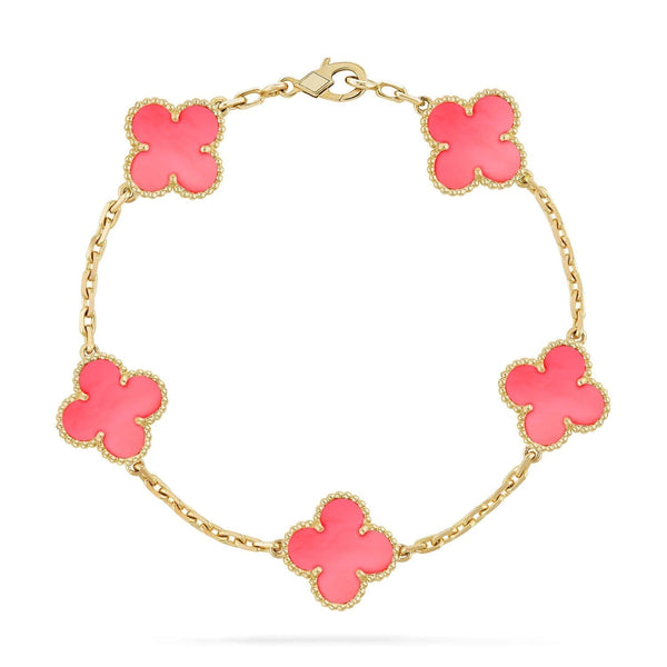 ˇTrend JewelryˇCLOVER 5 PINK MOP BRACELET