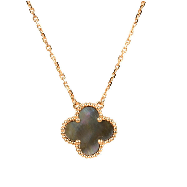 ˇTrend JewelryˇCLOVER 15MM  GRAY MOTHER OF PEARL NECKLACE