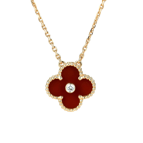 ˇTrend JewelryˇCLOVER 15MM DIAMOND CARNELIAN NECKLACE