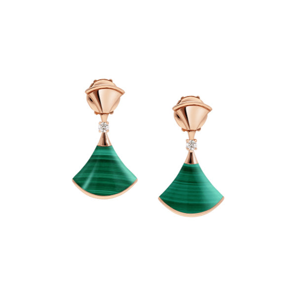 ˇTrend JewelryˇDREAM MALACHITE PINK GOLD EARRINGS