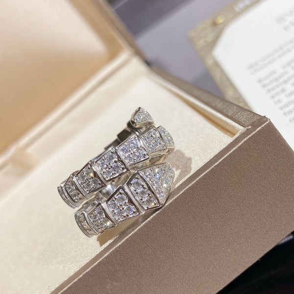 ˇTrend JewelryˇSERPENTI DOUBLE RING SILVER DIAMOND PAVED