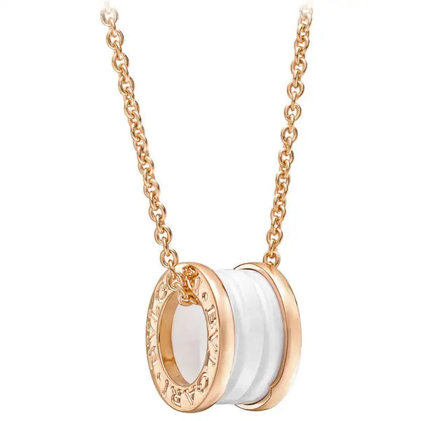 ˇTrend JewelryˇZERO 1 WHITE CERAMIC PINK GOLD DIAMOND NECKLACE