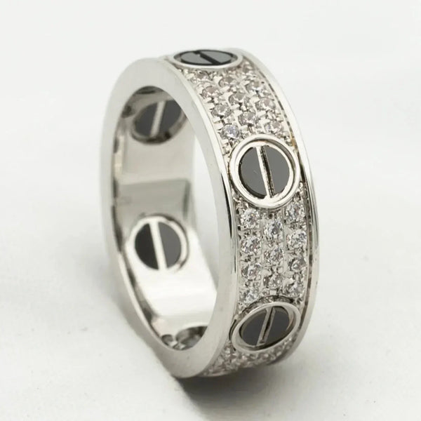 ˇTrend JewelryˇLOVE RING 5.5MM DIAMONDS PAVED CERAMIC