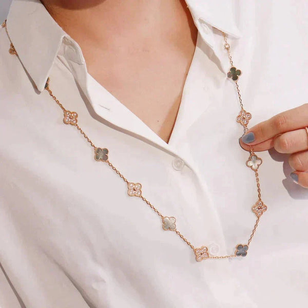 ˇTrend JewelryˇCLOVER 20 MOTIFS DARK MOP DIAMOND  NECKLACE