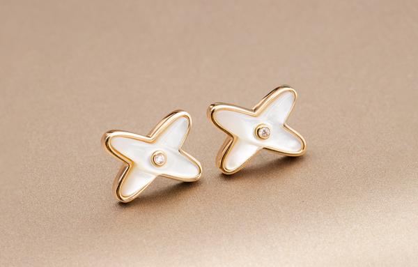 ˇTrend JewelryˇJEUX DE WHITE MOP PINK GOLD DIAMOND EARRINGS