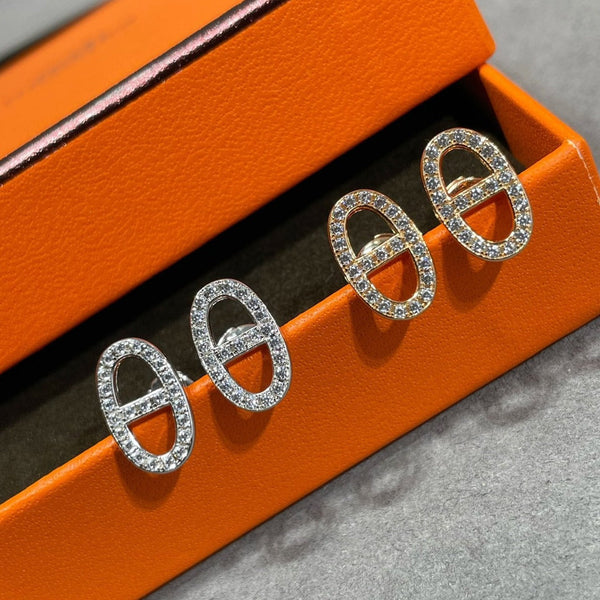 ˇTrend JewelryˇHM FULL DIAMOND PIG NOSE STUD EARRINGS