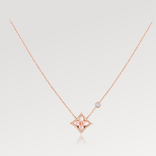 ˇTrend JewelryˇSTAR PINK MOP 1 DIAMOND PINK GOLD NECKLACE