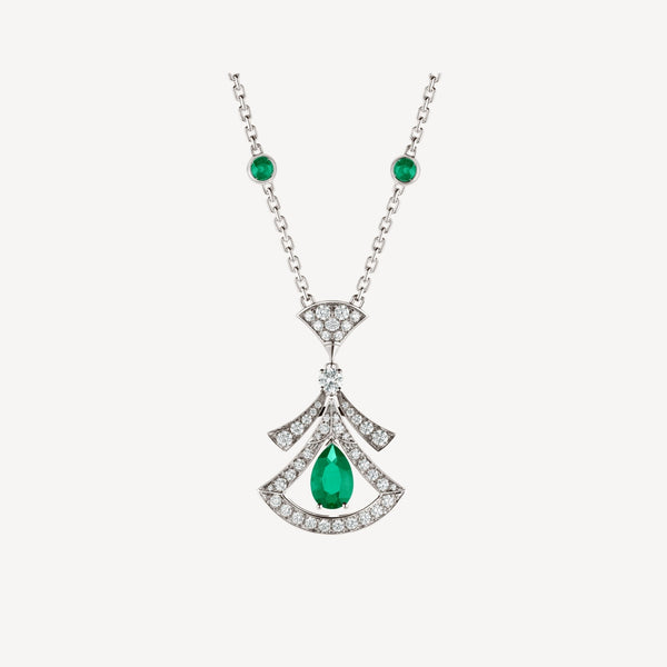 ˇTrend JewelryˇDREAM NECKLACE MALACHITE DIAMOND SILVER