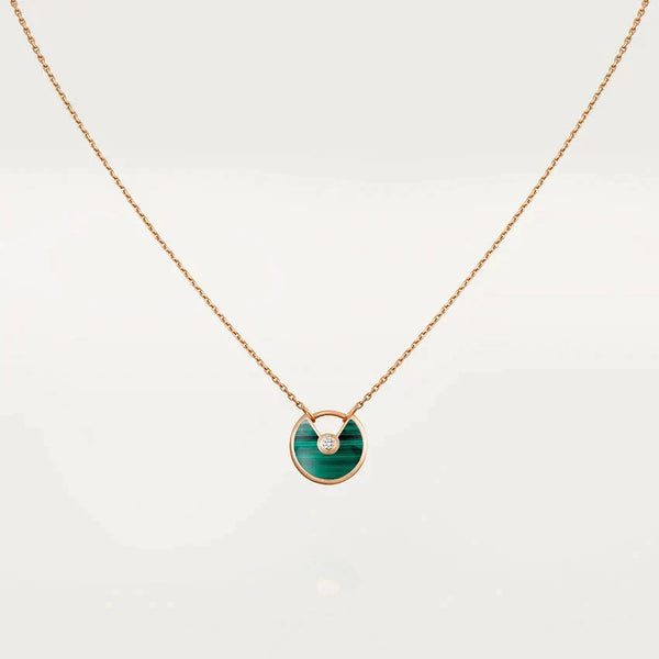 ˇTrend JewelryˇAMULETTE ROSE GOLD MALACHITE NECKLACE
