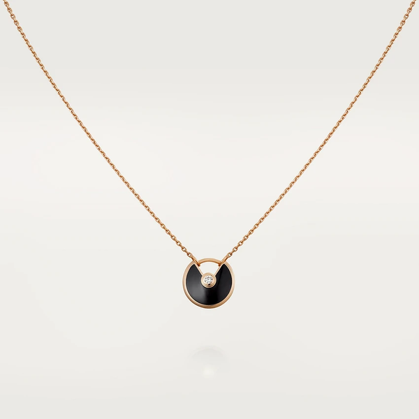 ˇTrend JewelryˇAMULETTE ROSE GOLD ONYX NECKLACE