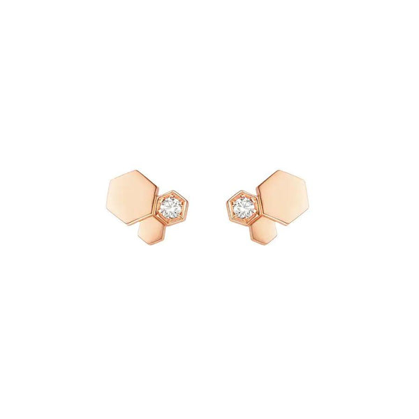 ˇTrend JewelryˇBEE LOVE PINK GOLD DIAMOND EARRINGS