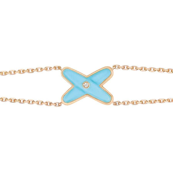 ˇTrend JewelryˇJEUX BRACELET TURQUOISE PINK GOLD 1 DIAMOND