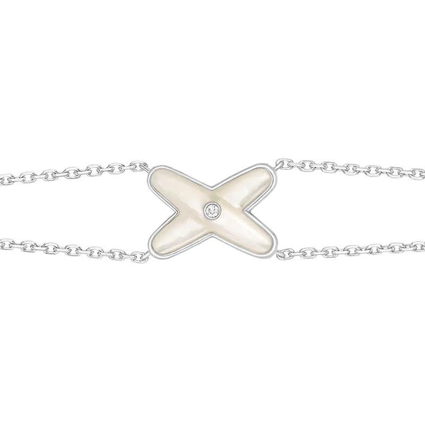 ˇTrend JewelryˇJEUX BRACELET WHITE MOP SILVER 1 DIAMOND