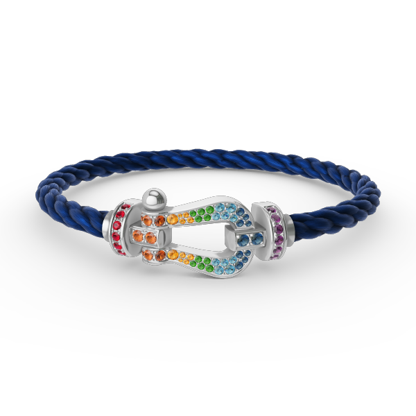 ˇTrend JewelryˇFORC LARGE HORSESHOE  COLORED DIAMOND BRACELET SILVER