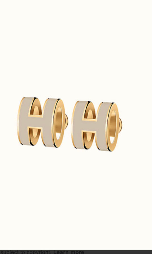 ˇTrend JewelryˇMINI POP H GOLD EARRINGS GREY