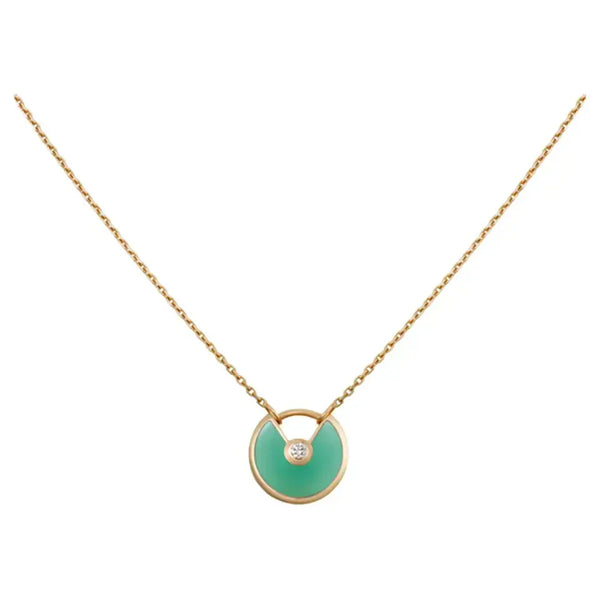ˇTrend JewelryˇAMULETTE GOLD MALACHITE NECKLACE