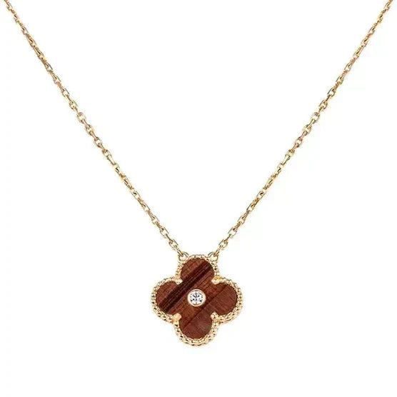 ˇTrend JewelryˇCLOVER 15MM DIAMOND AND YELLOW TIGER'S EYE AGATE necklace